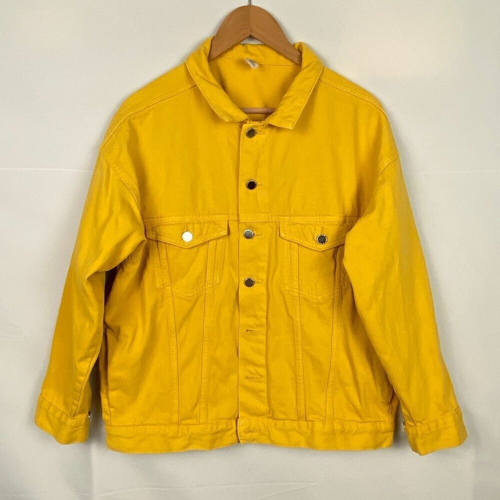 Yellow Bomber Jacket - Women's Casual Button-Front Jacket